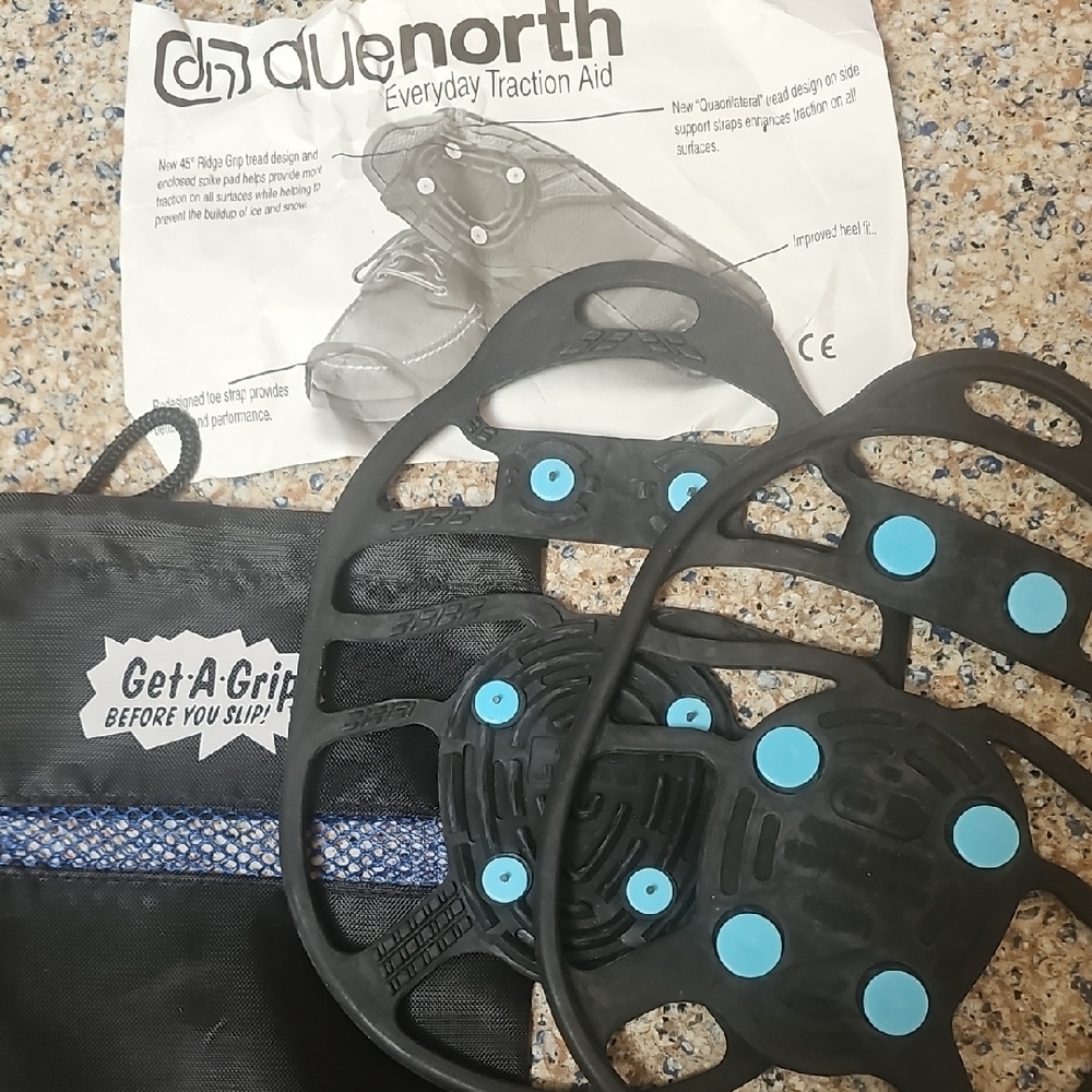 Due North NWT Get-A-Grip Ice Traction Cleats - Black with Blue Studs